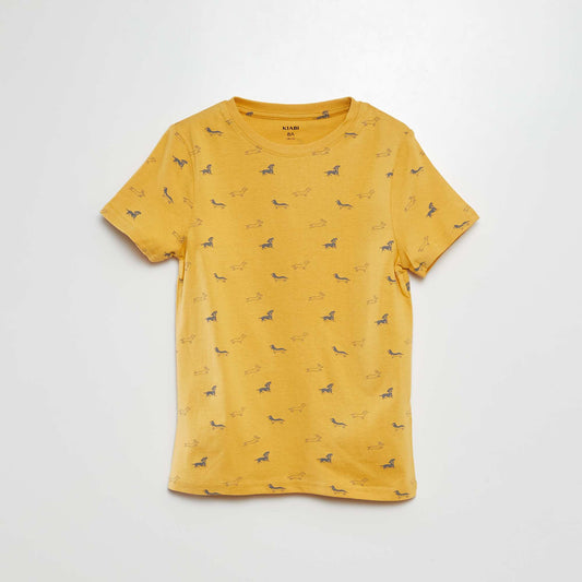 Patterned short-sleeved T-shirt YELLOW
