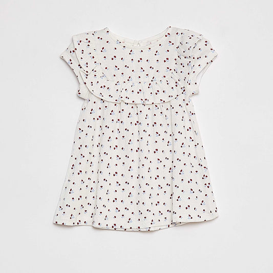 Short-sleeved ruffled dress WHITE