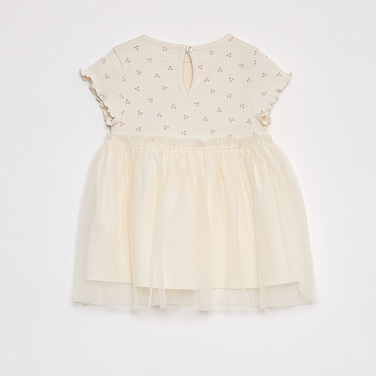 Short-sleeved dress with tulle skirt WHITE