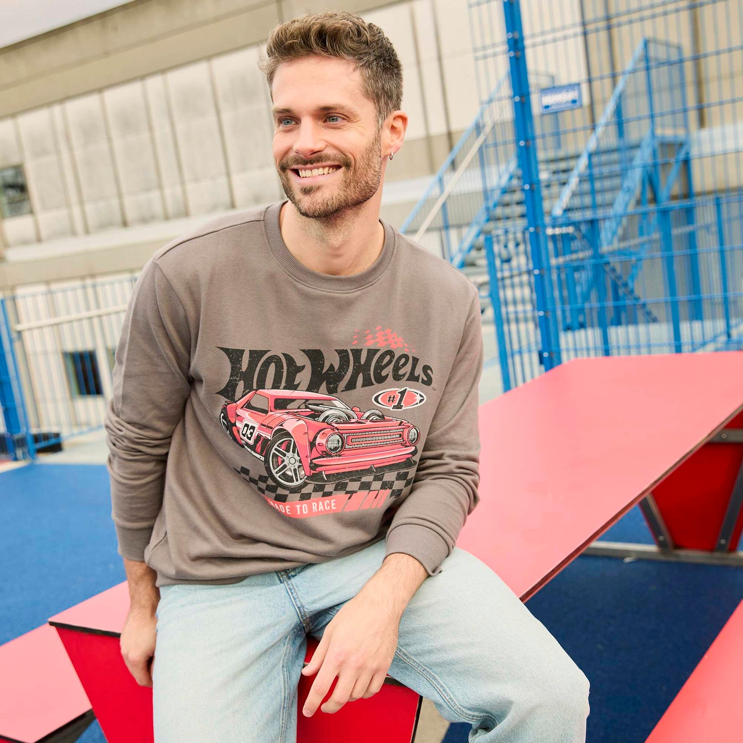 Round-neck 'Hot Wheels' sweatshirt GREY