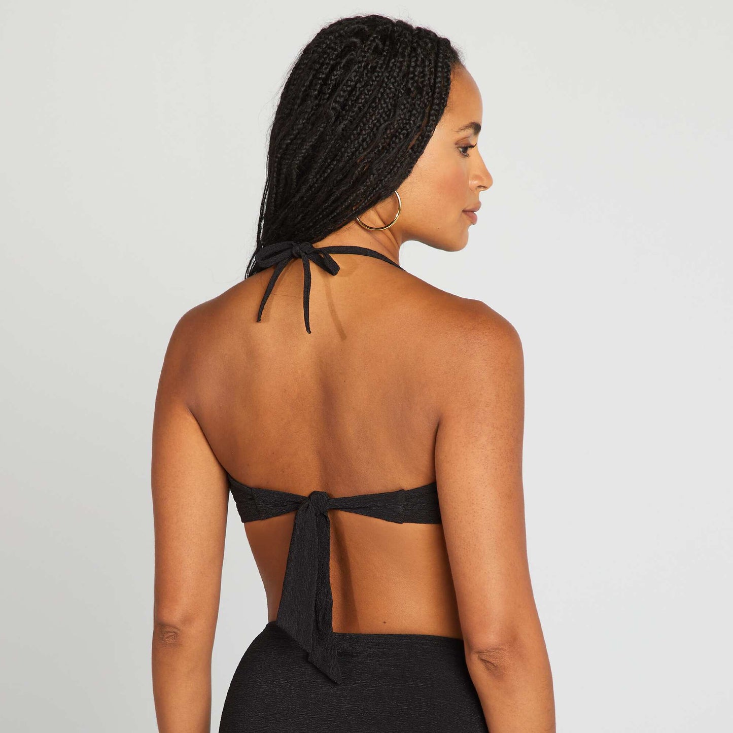 Bandeau bikini top with jewel between the cups BLACK