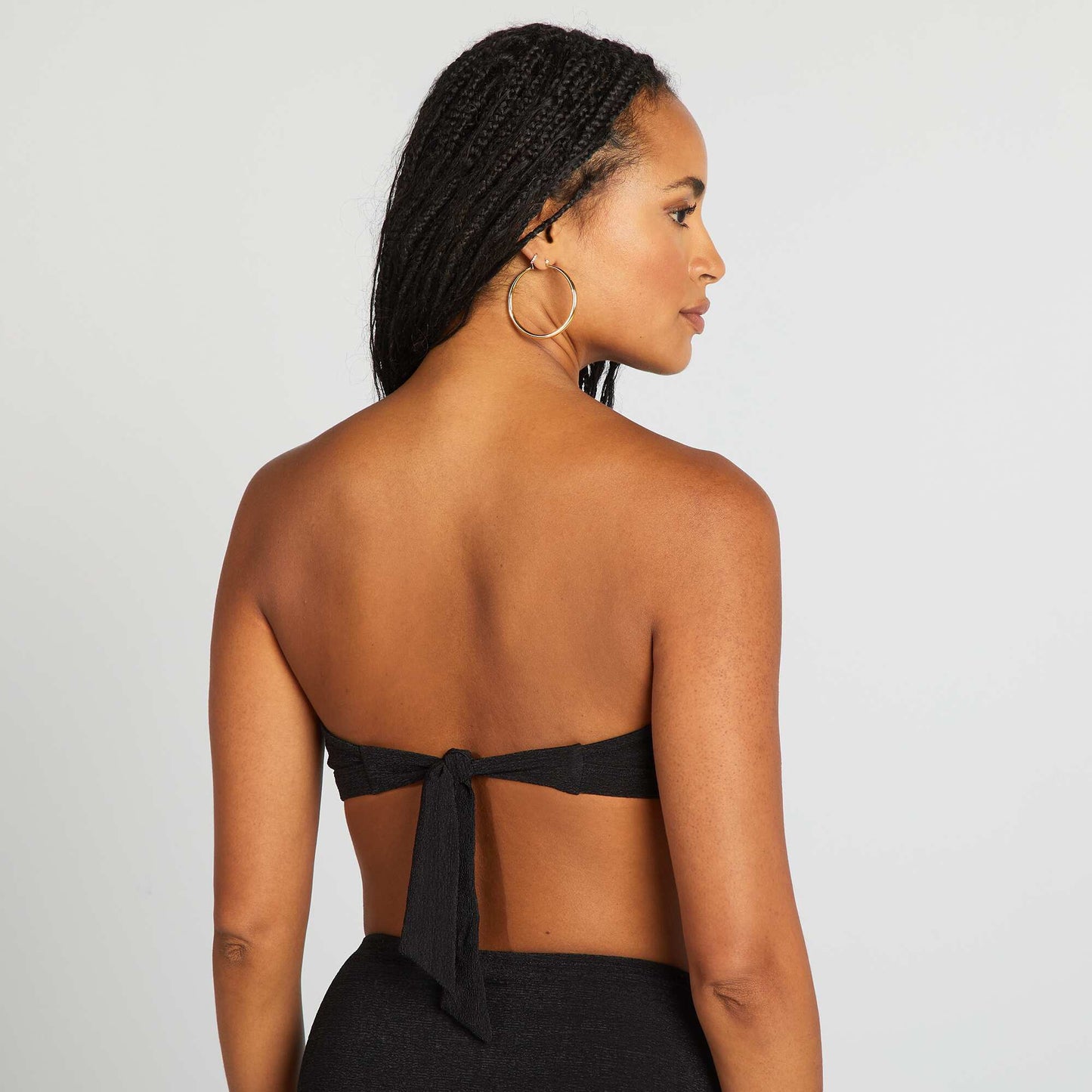 Bandeau bikini top with jewel between the cups BLACK