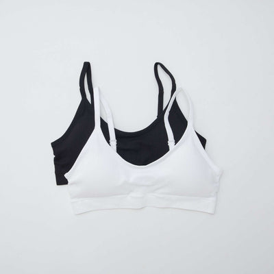 Pack of 2 ribbed bralettes WHITE