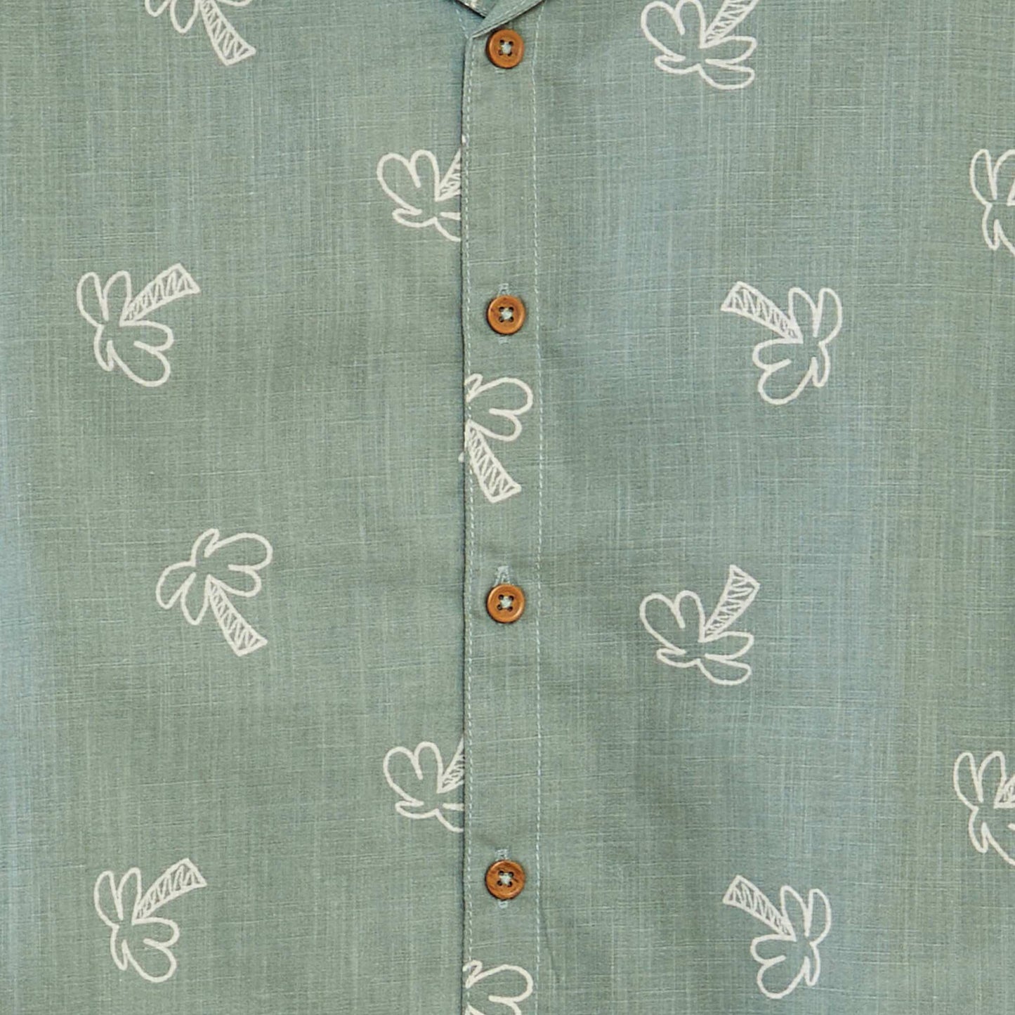 Short-sleeved printed shirt with pyjama collar KHAKI