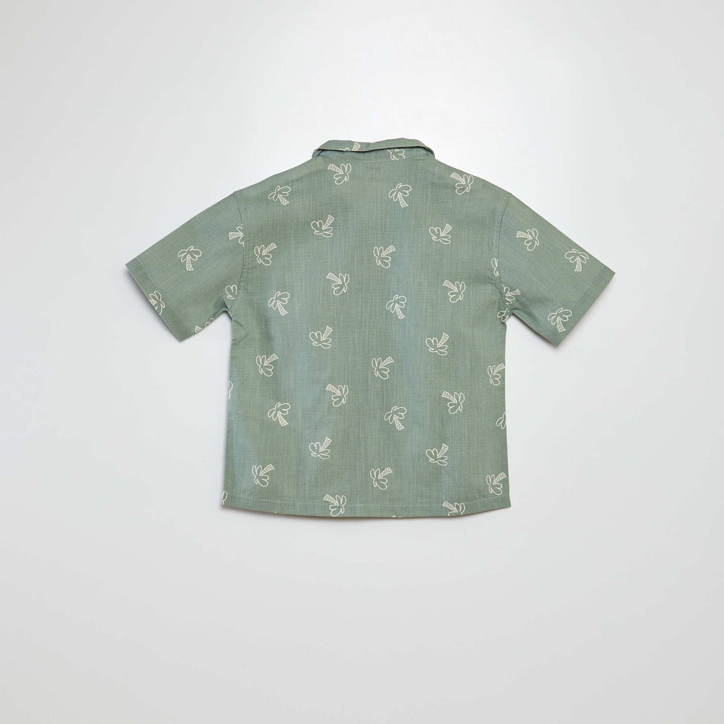 Short-sleeved printed shirt with pyjama collar KHAKI