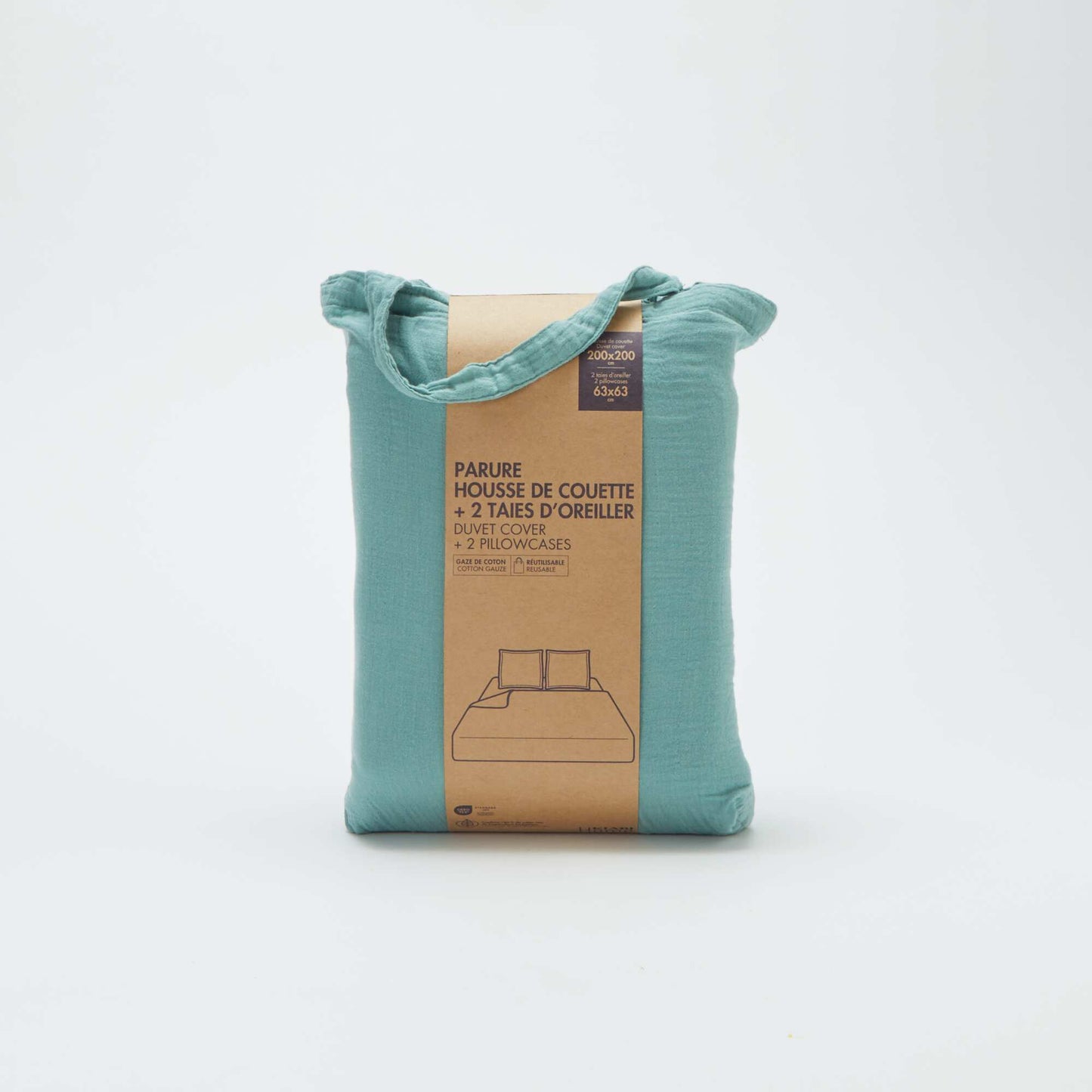 Double cotton gauze bedding set (200 x 200 cm) - Kiabi Home GREEN