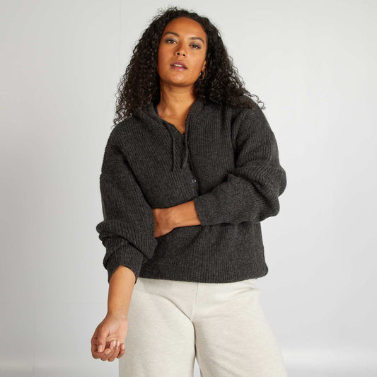 Hooded knit sweater GREY