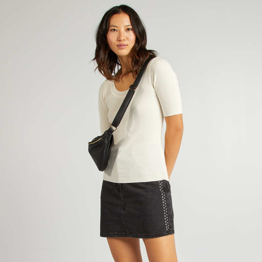 Mini skirt with metallic details GREY