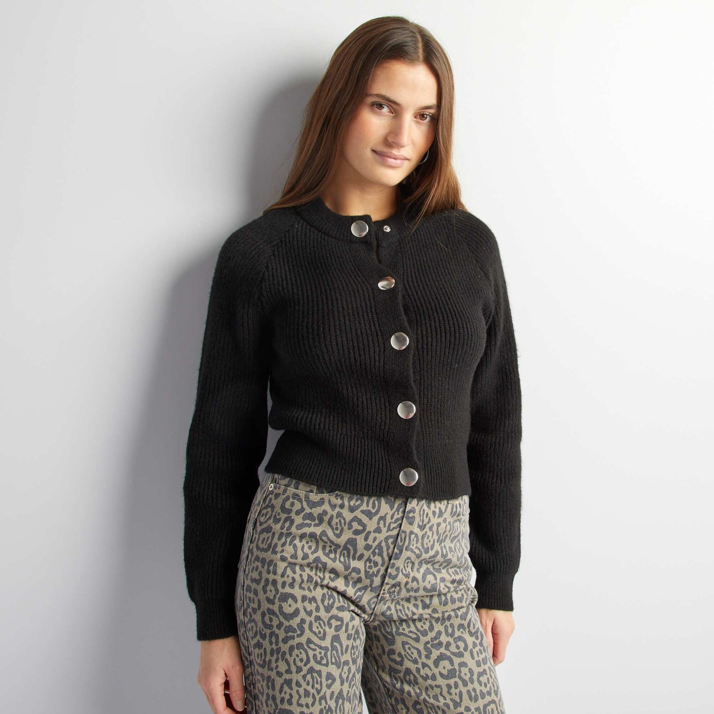 Cardigan with silver buttons black