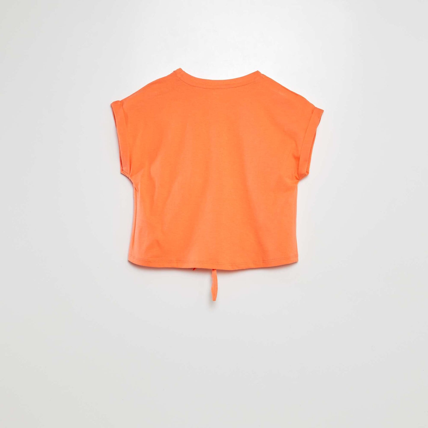 Short-sleeved T-shirt with tie fastenings at the hem ORANGE