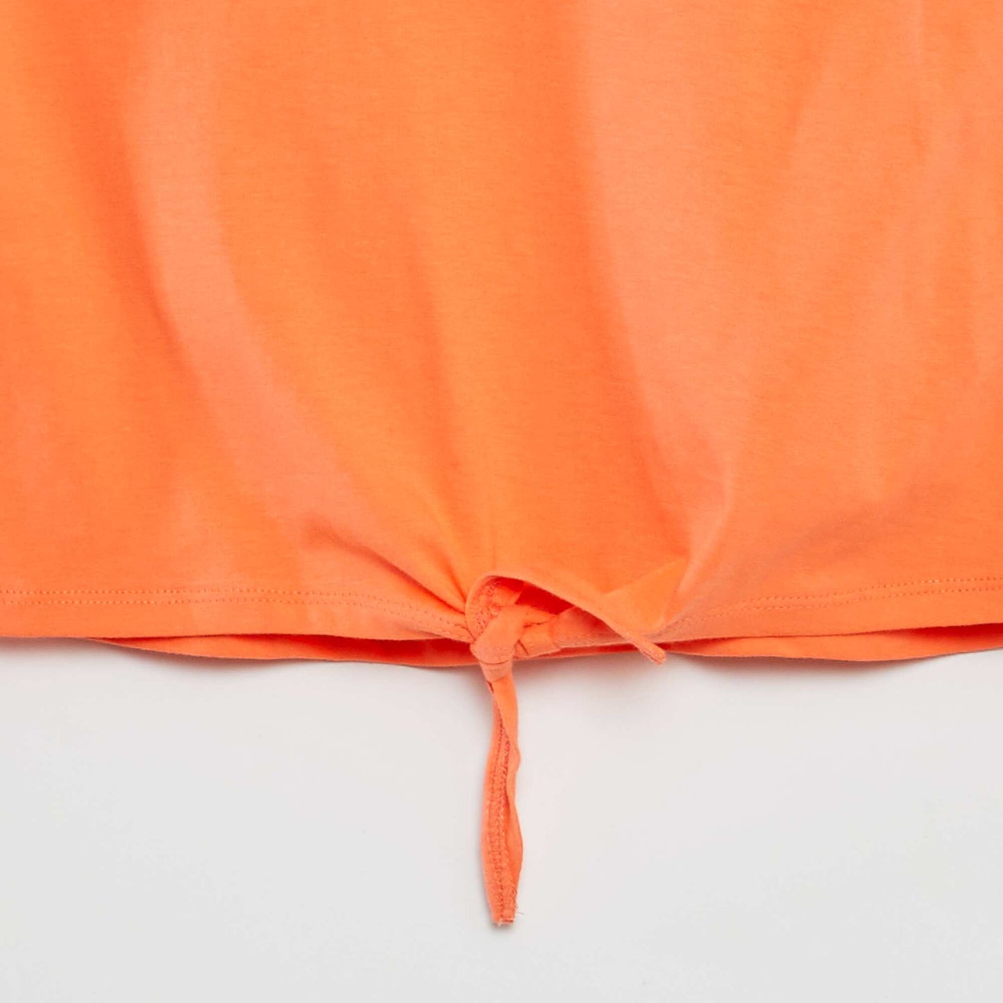 Short-sleeved T-shirt with tie fastenings at the hem ORANGE