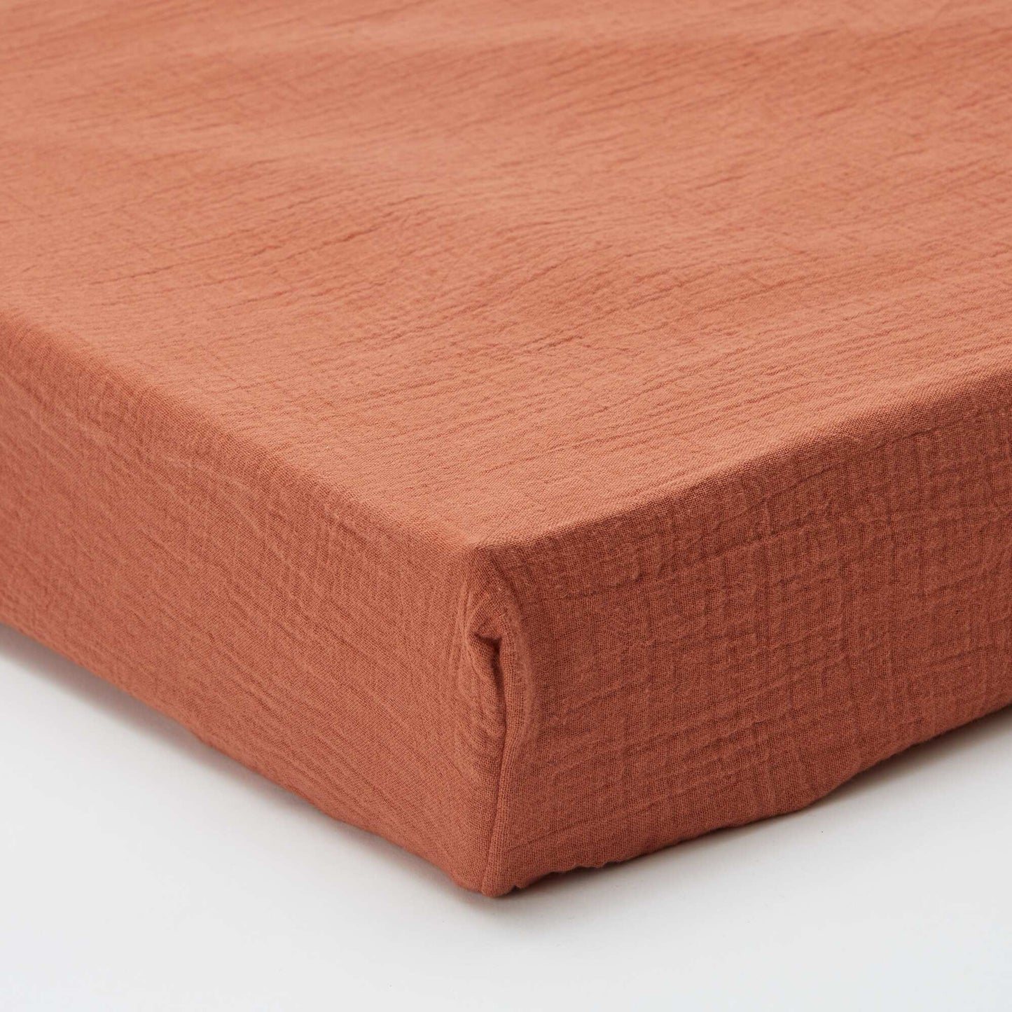 Double cotton gauze fitted sheet for double bed (180 x 200 cm) - Kiabi Home BROWN