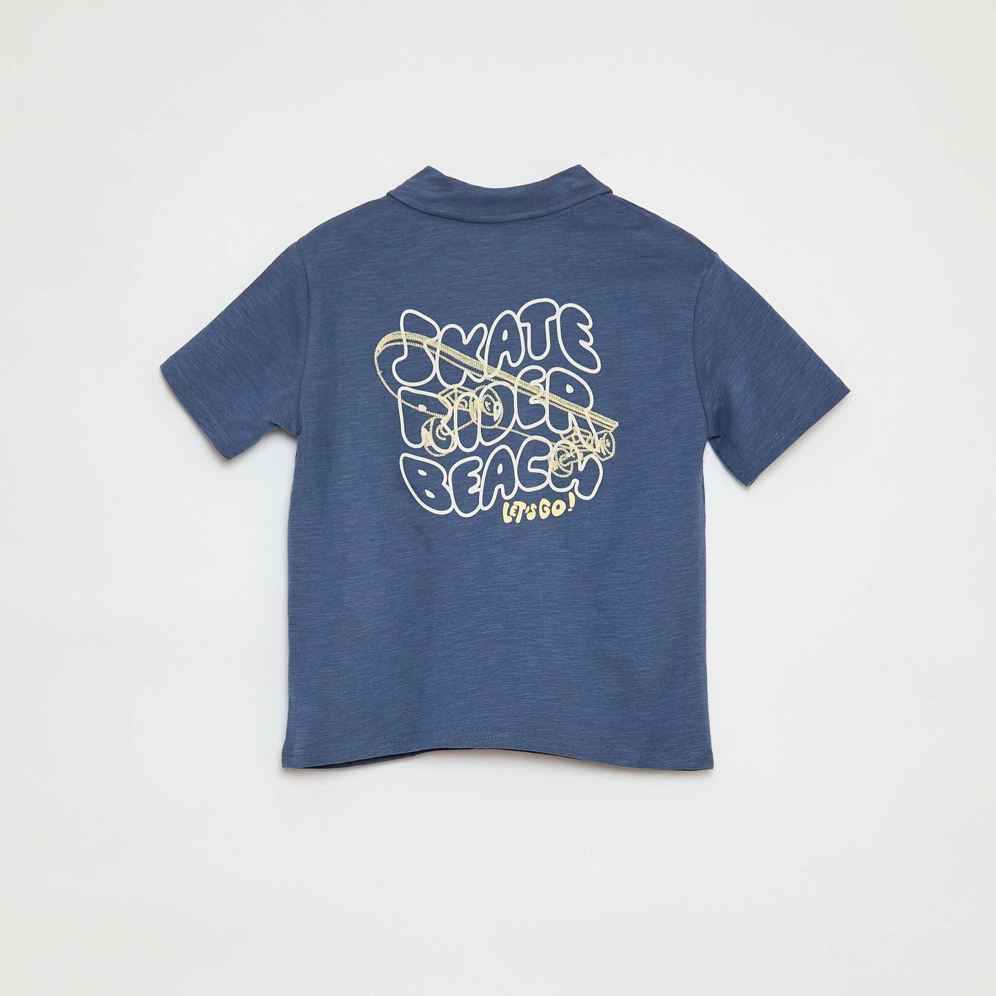 Plain polo shirt with print BLUE