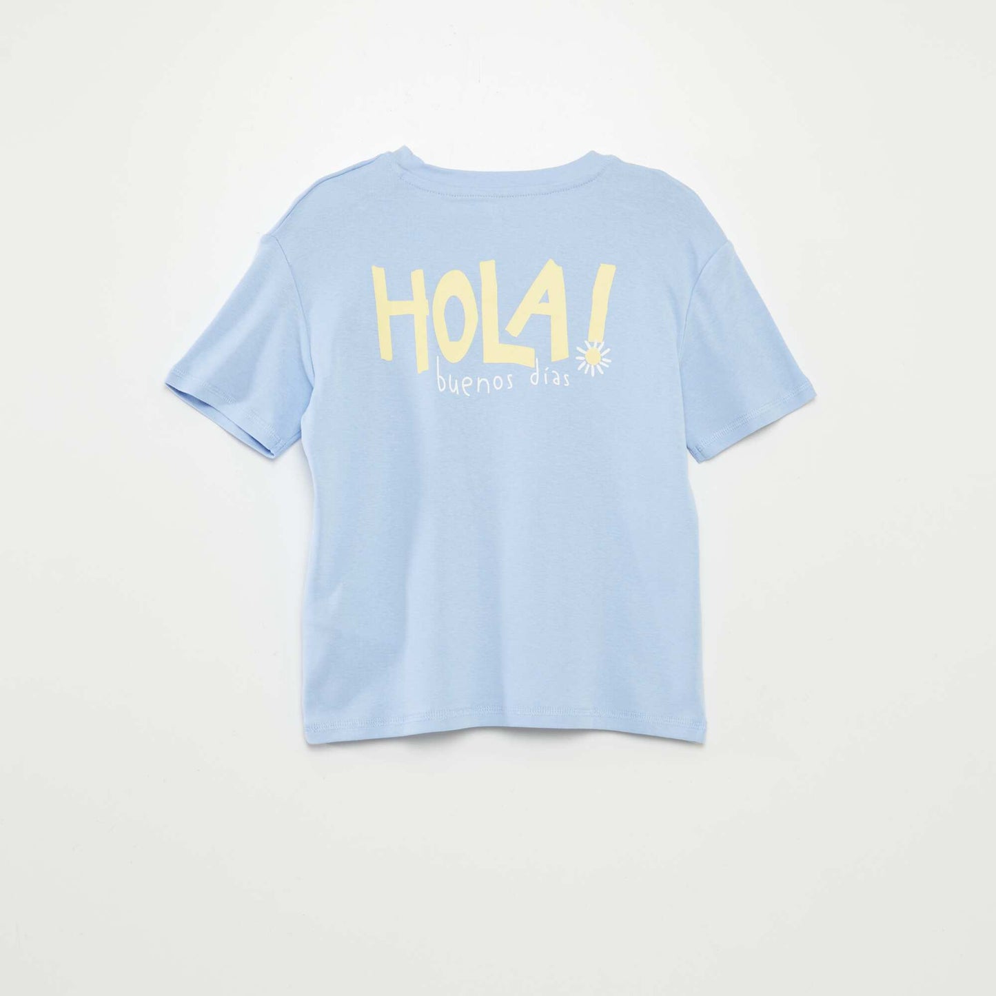 Short-sleeved T-shirt with front and back print BLUE