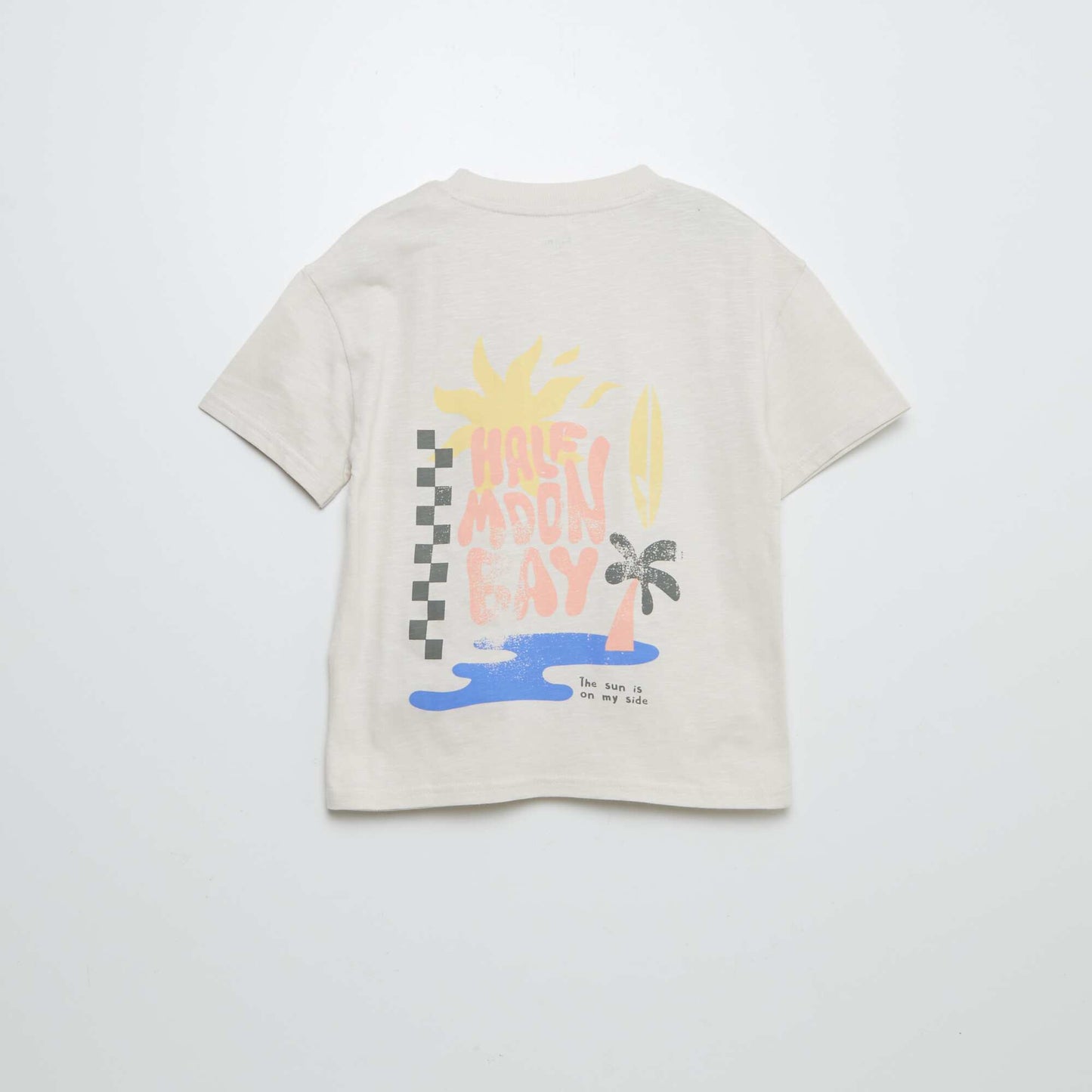 Short-sleeved T-shirt with prints and breast pocket BEIGE
