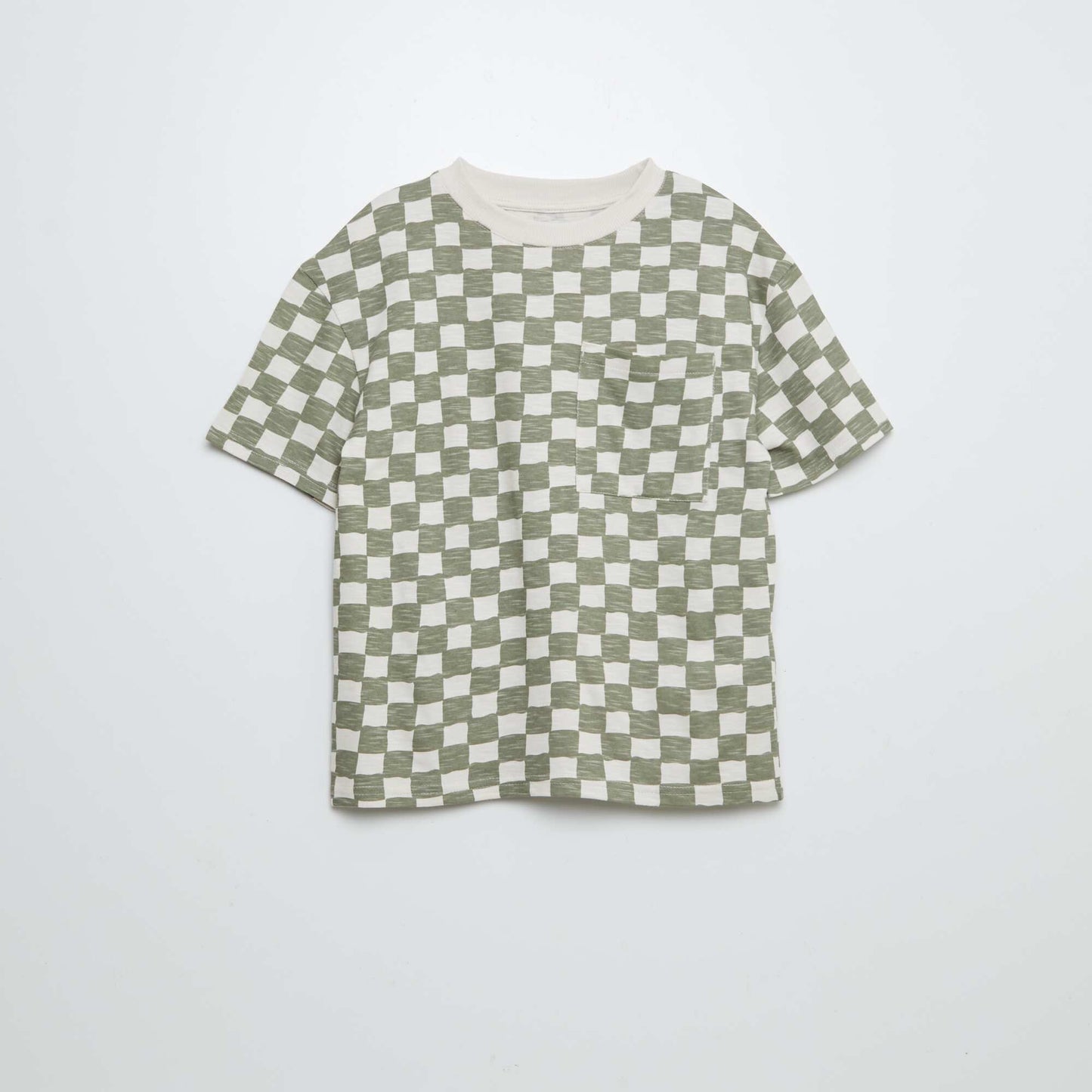 Short-sleeved T-shirt with prints and breast pocket KHAKI