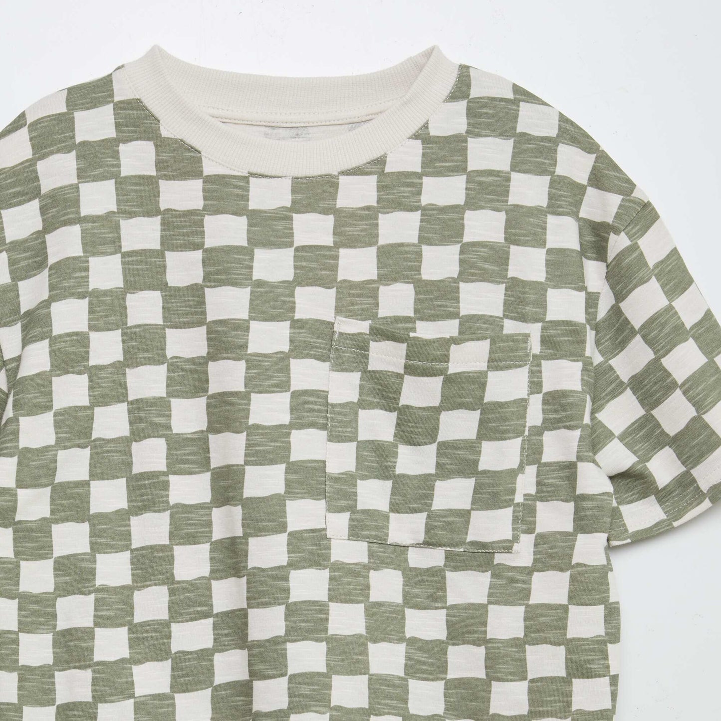 Short-sleeved T-shirt with prints and breast pocket KHAKI