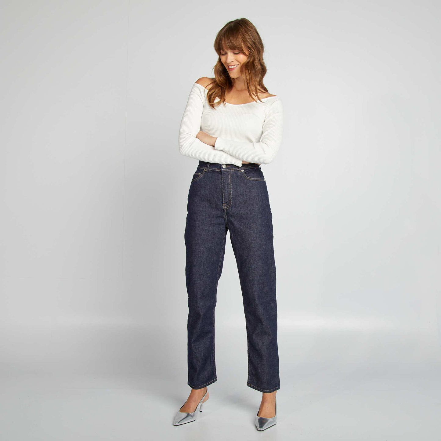 High-rise straight-leg jeans BLUE