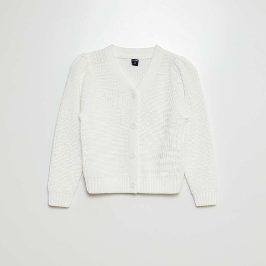 Plush knitted cardigan WHITE