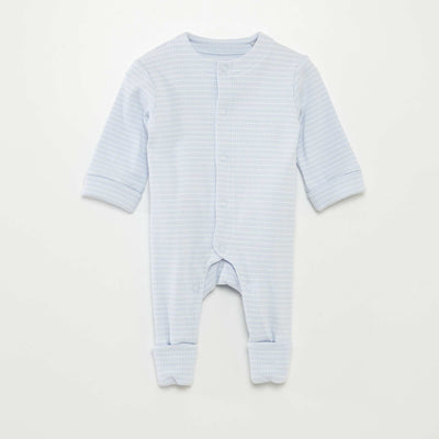 Striped grow-with-baby sleepsuit BLUE