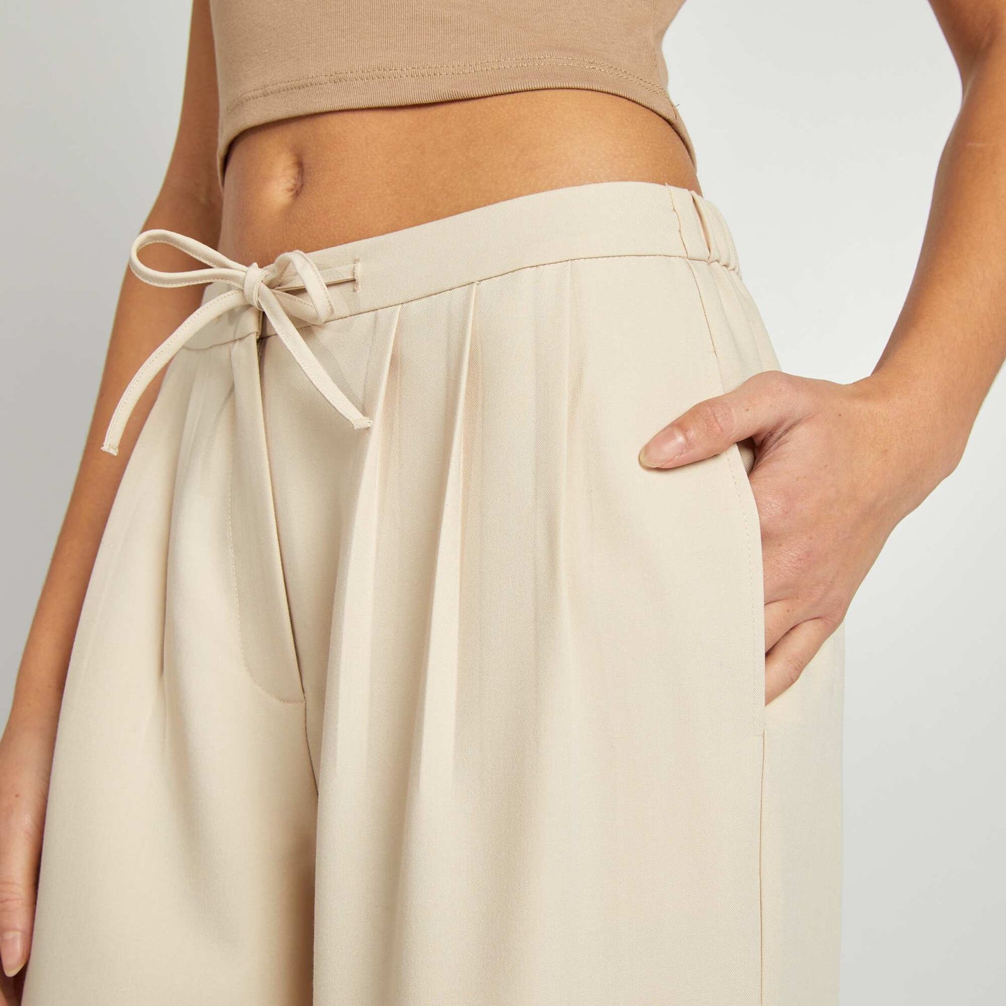 Flowing wide-leg trousers BEIGE