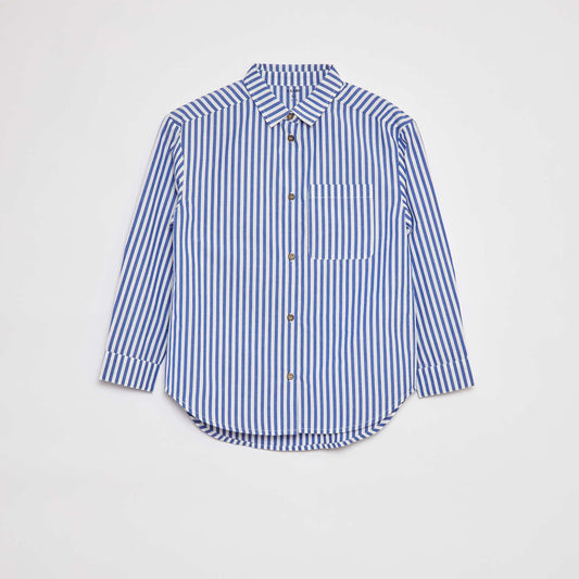 Long-sleeved poplin shirt BLUE