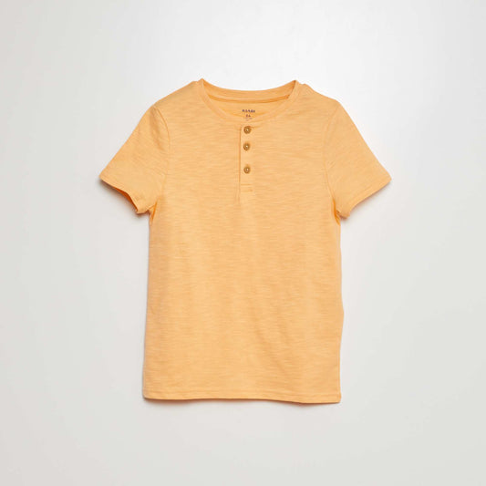 Short-sleeved T-shirt with grandad collar ORANGE