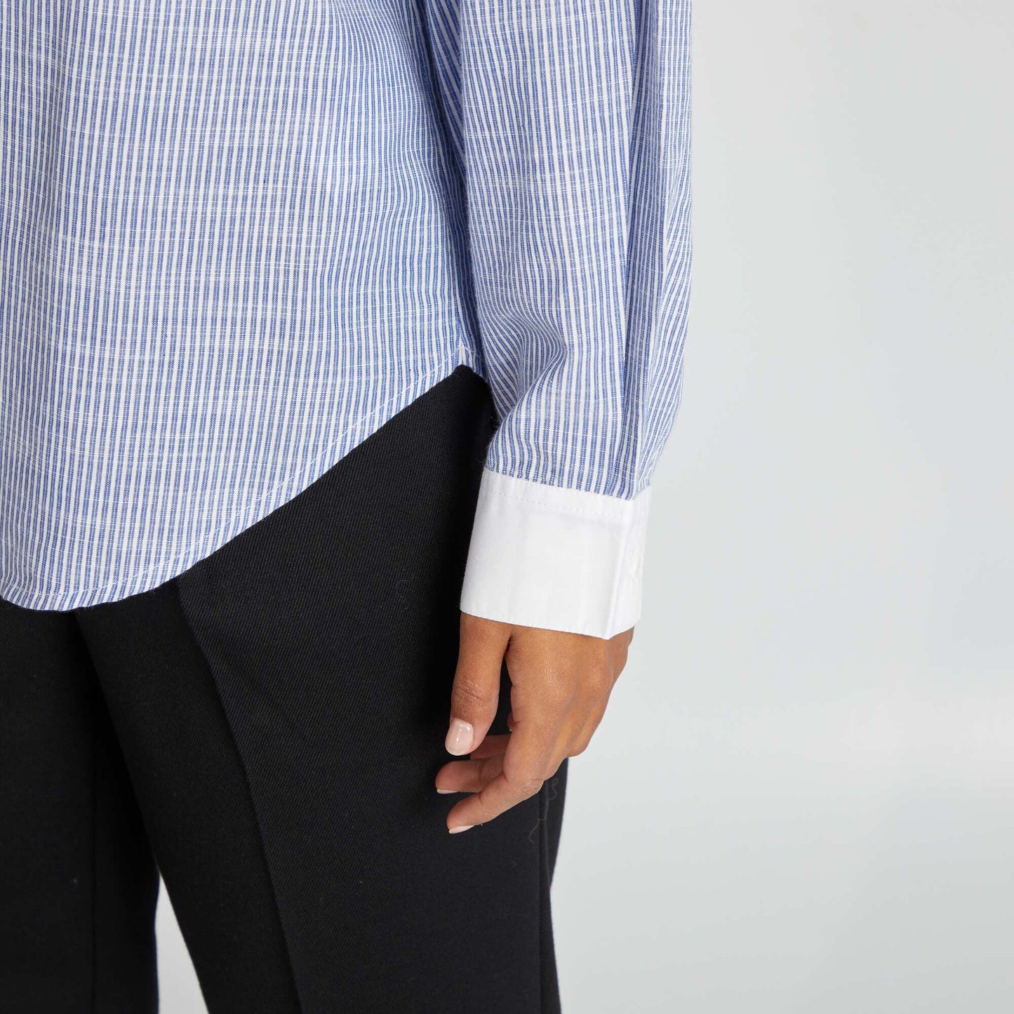 Striped shirt with contrasting collar and cuffs BLUE