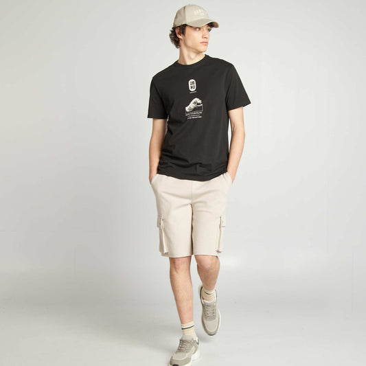 Lightweight sweatshirt fabric shorts with flap pockets GREY