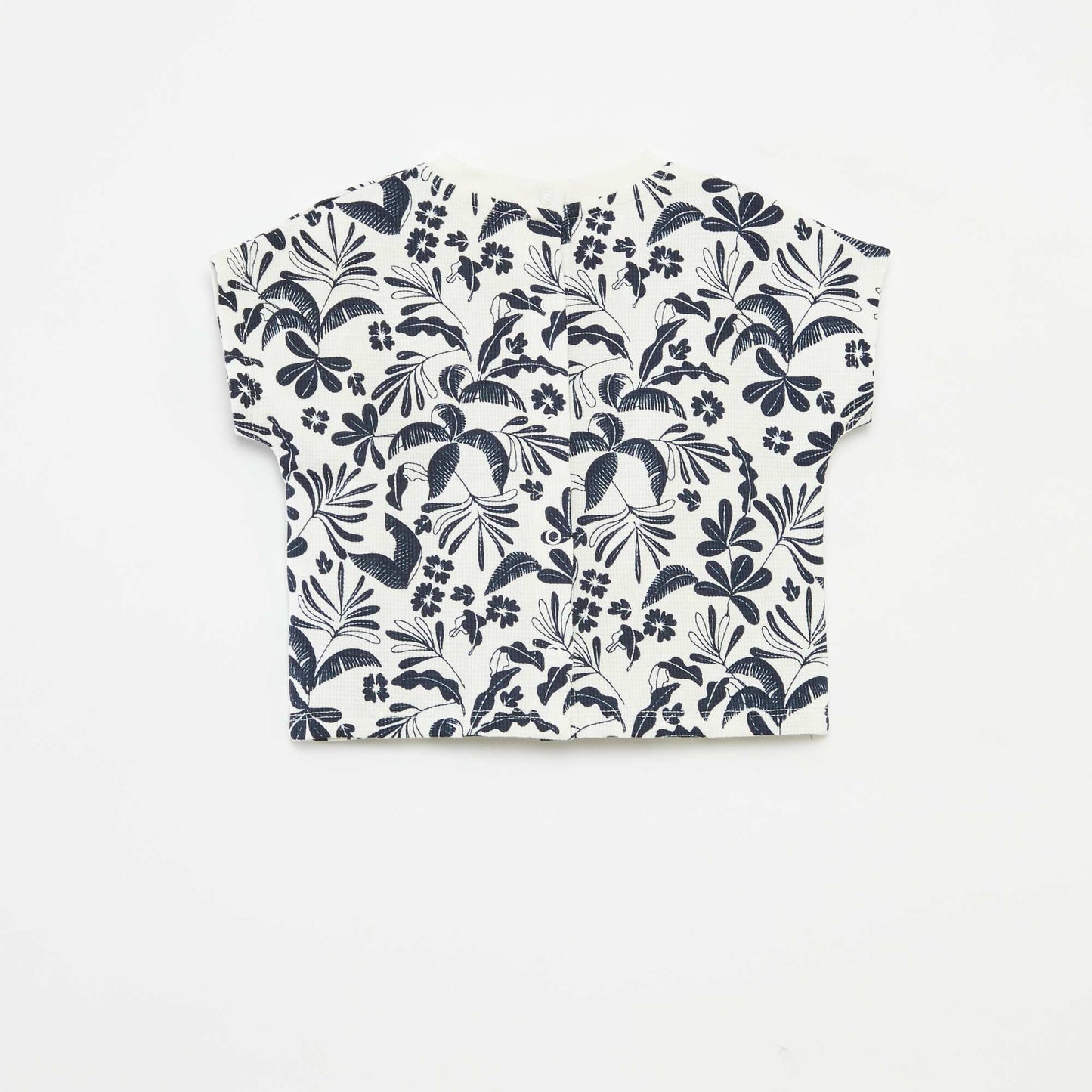 Printed waffle-knit T-shirt WHITE