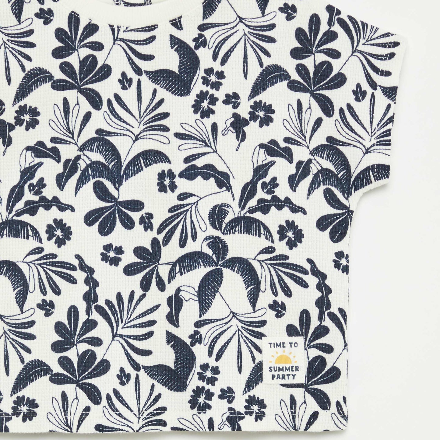 Printed waffle-knit T-shirt WHITE