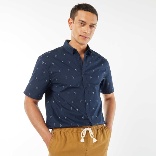 Short-sleeved straight-cut shirt WHITE