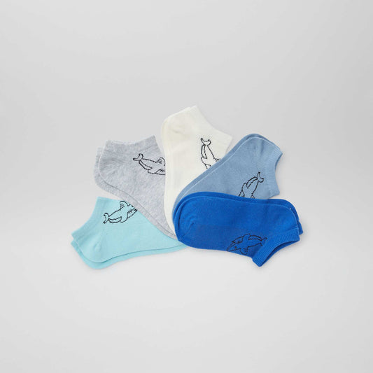 Pack of printed invisible socks BLUE