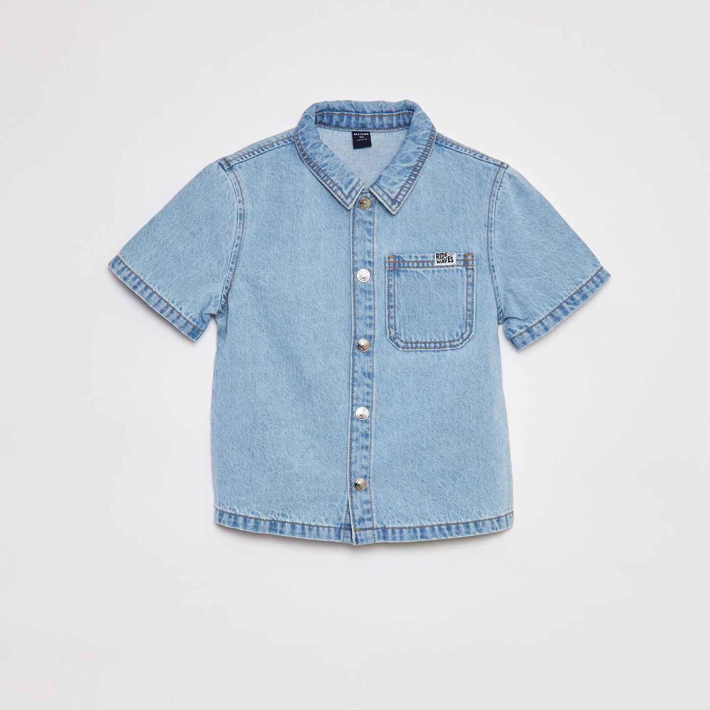 Short-sleeved denim shirt BLUE