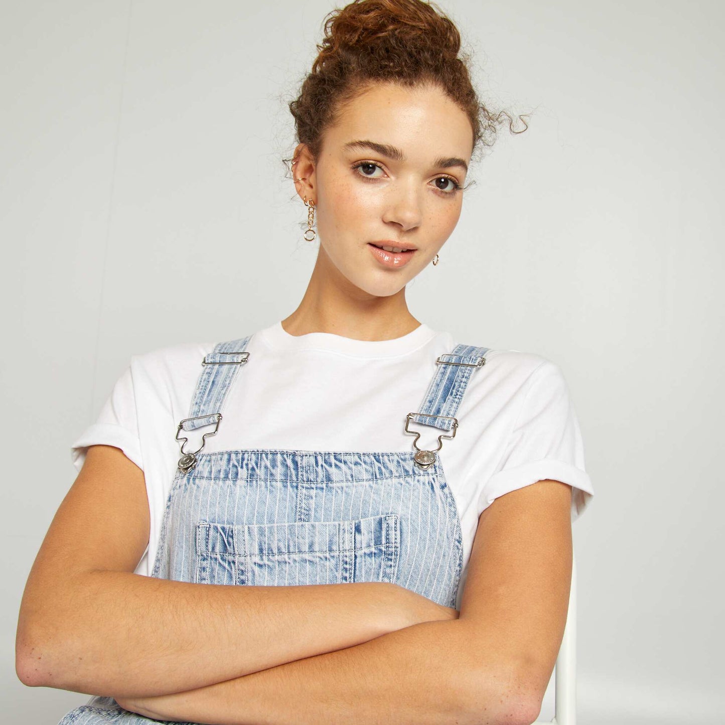 Denim dungarees with adjustable braces BLUE