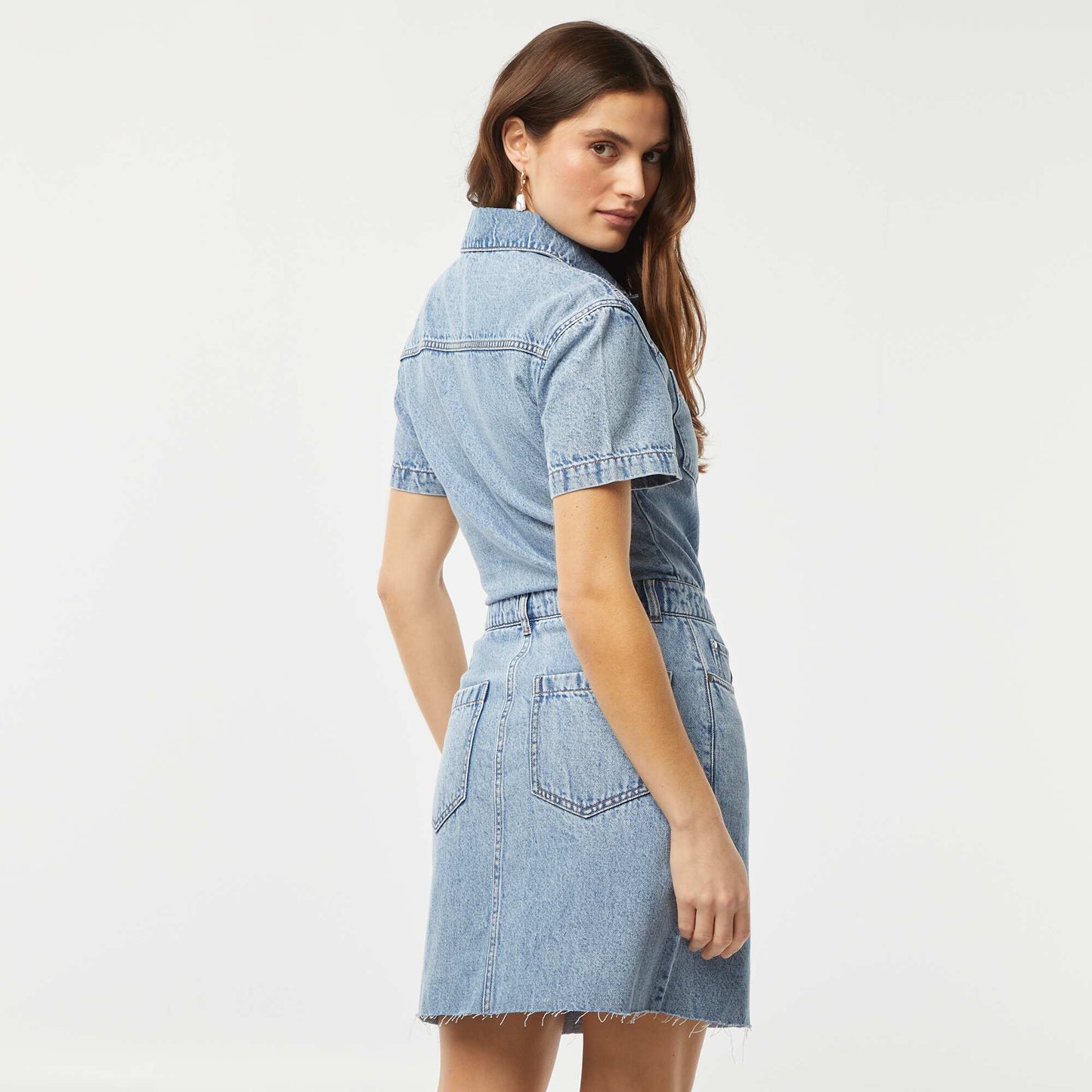 Denim dress with button fastening BLUE