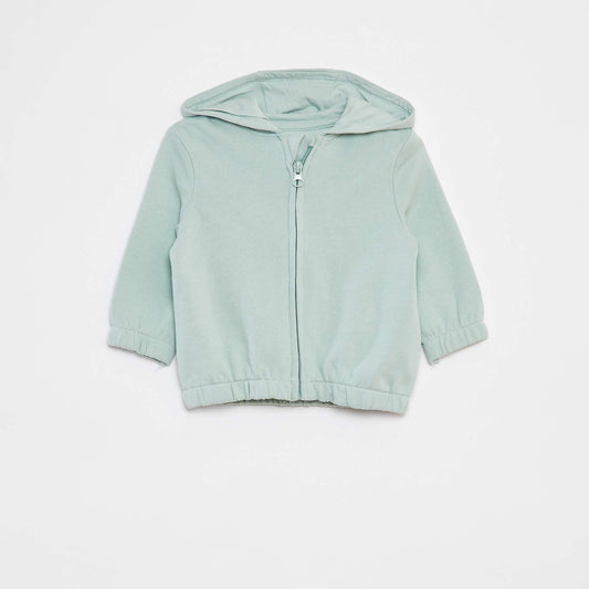 Plain zip-up hoodie BLUE