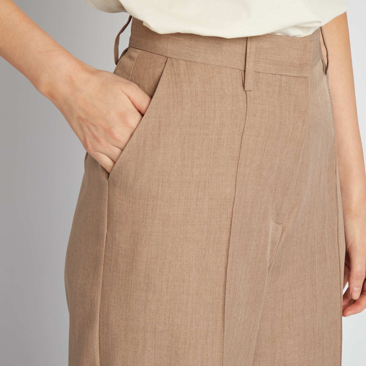 Wide-leg trousers with darts BEIGE