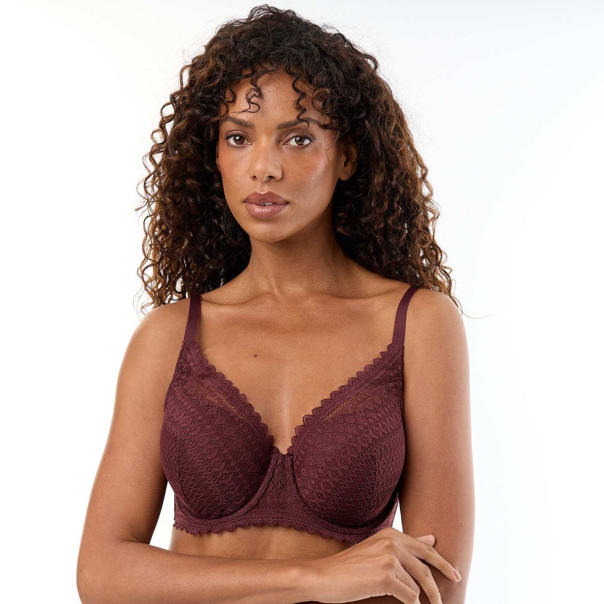 Lace Full-Cup Balconette Bra DARK PURPLE