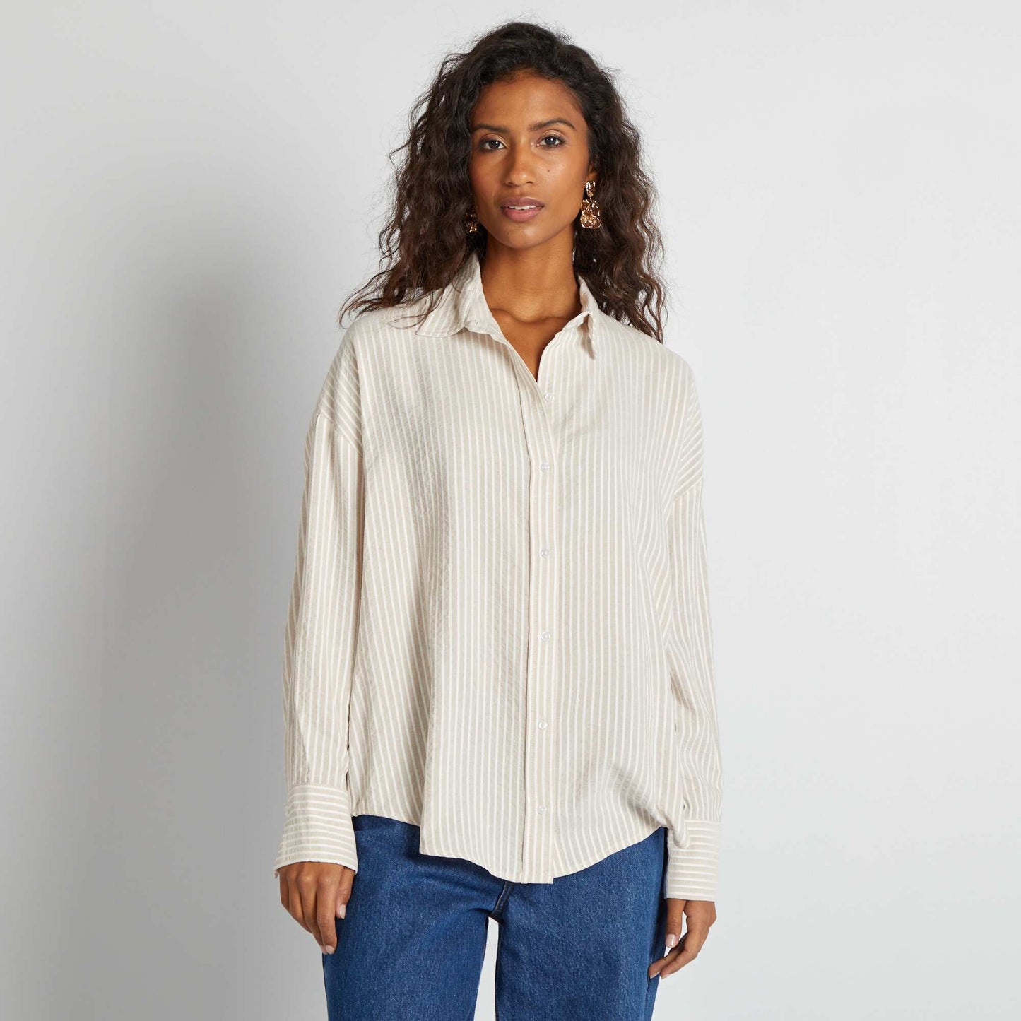 Flowing oversized shirt BEIGE