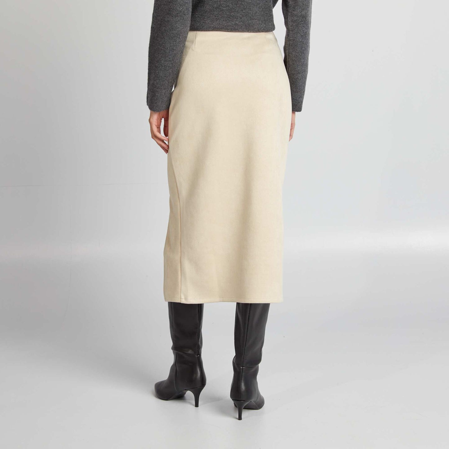 Suedette midi skirt BEIGE