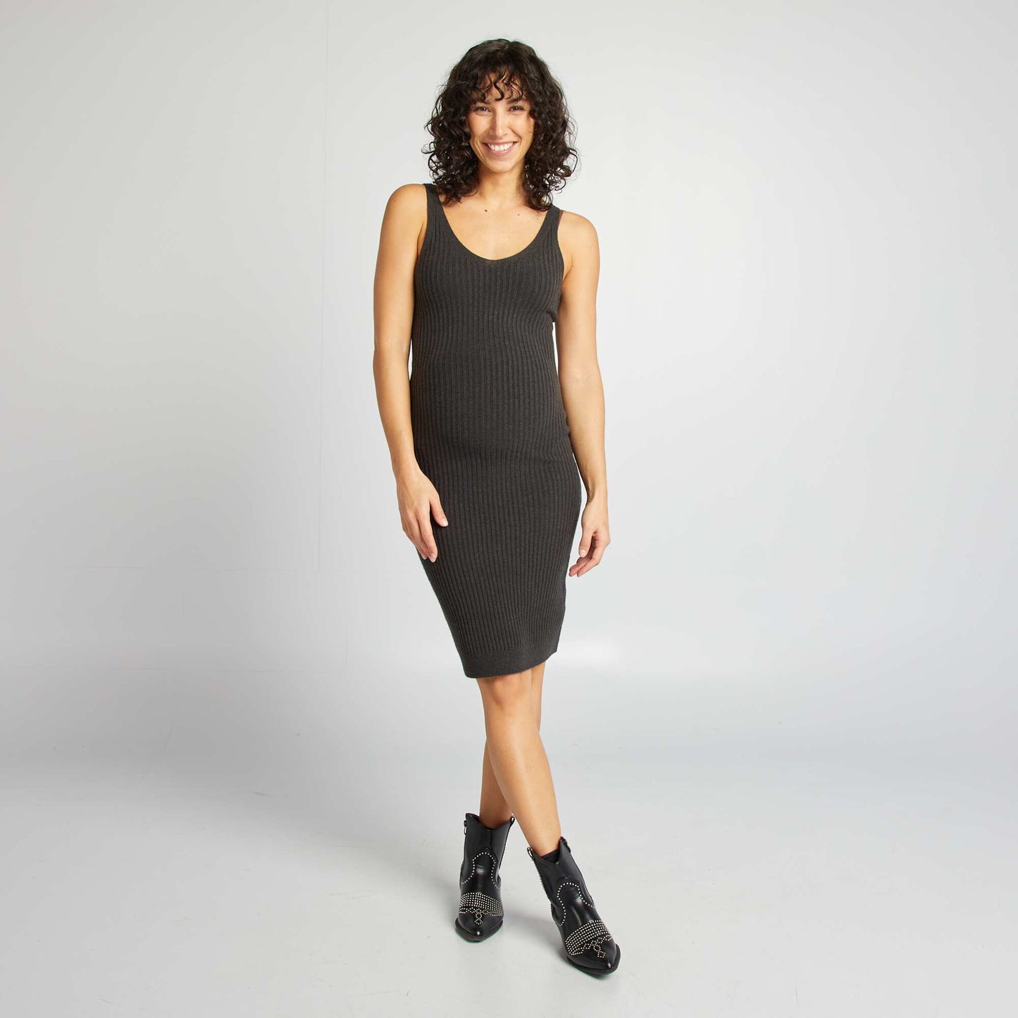 Ribbed maternity dress BLACK