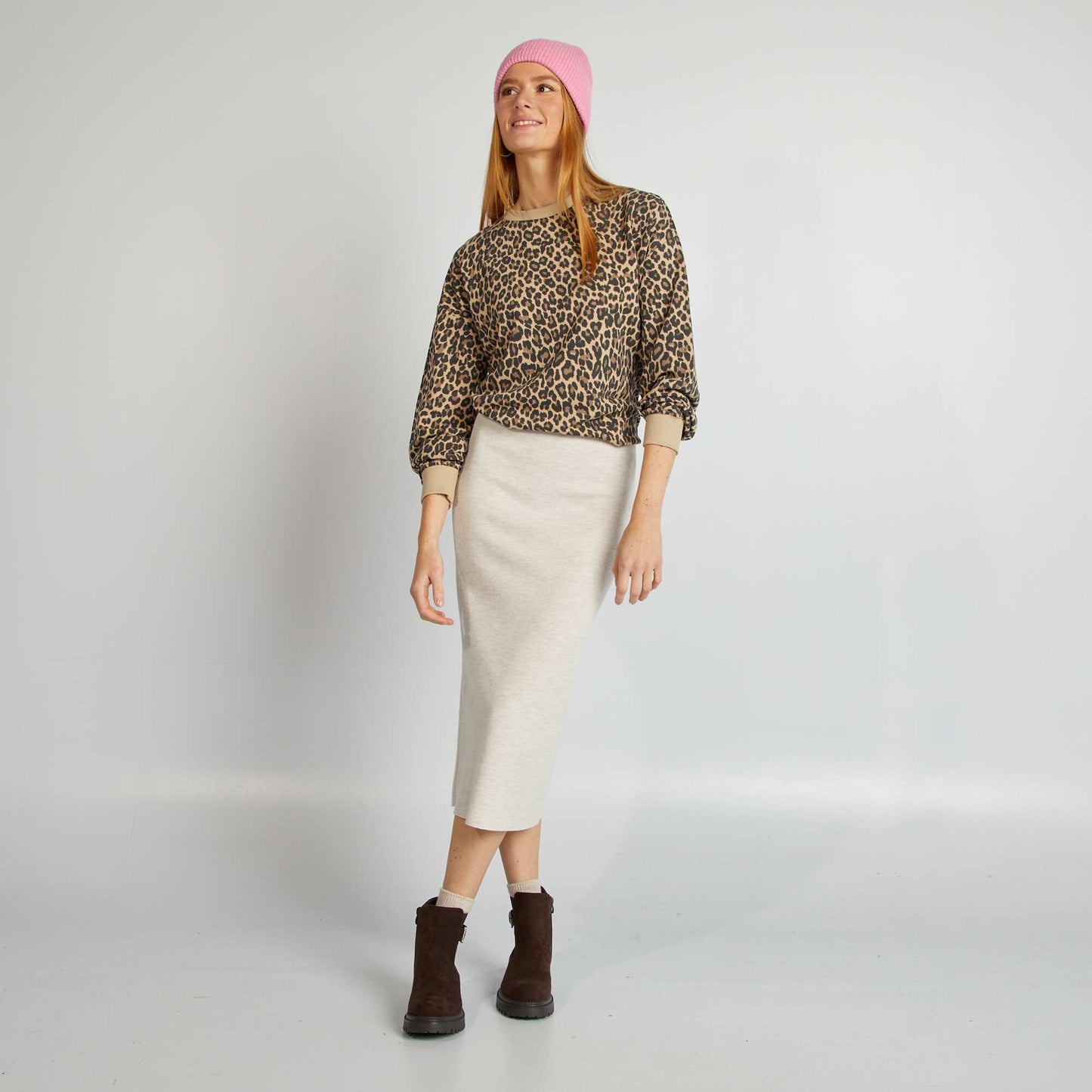 Knitted tube skirt BEIGE