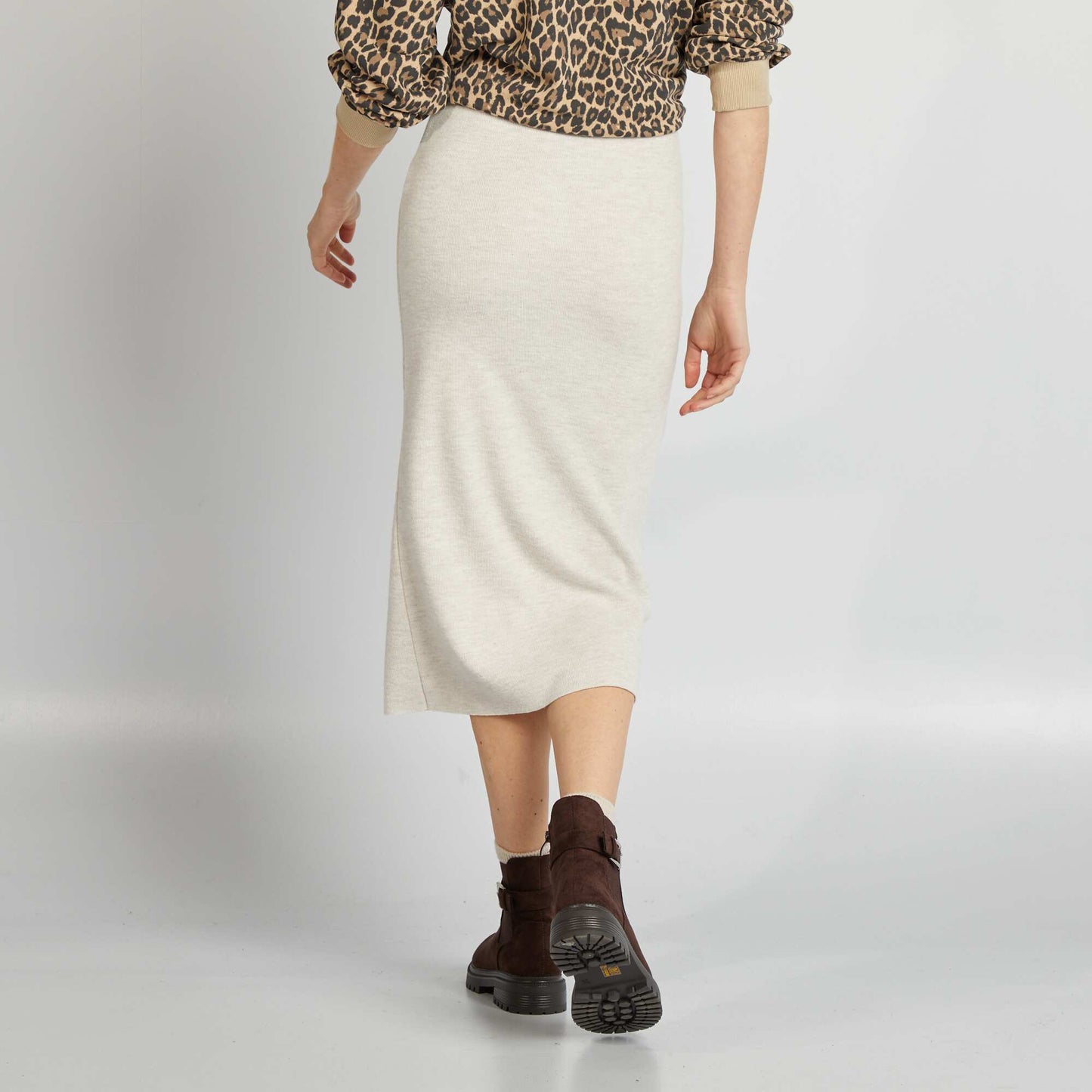 Knitted tube skirt BEIGE