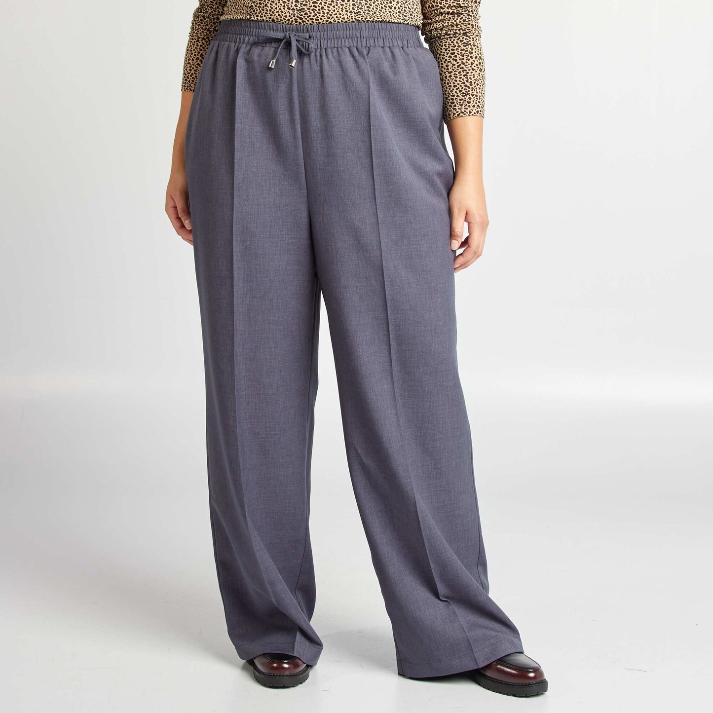 Wide-leg trousers with elasticated waist BLUE