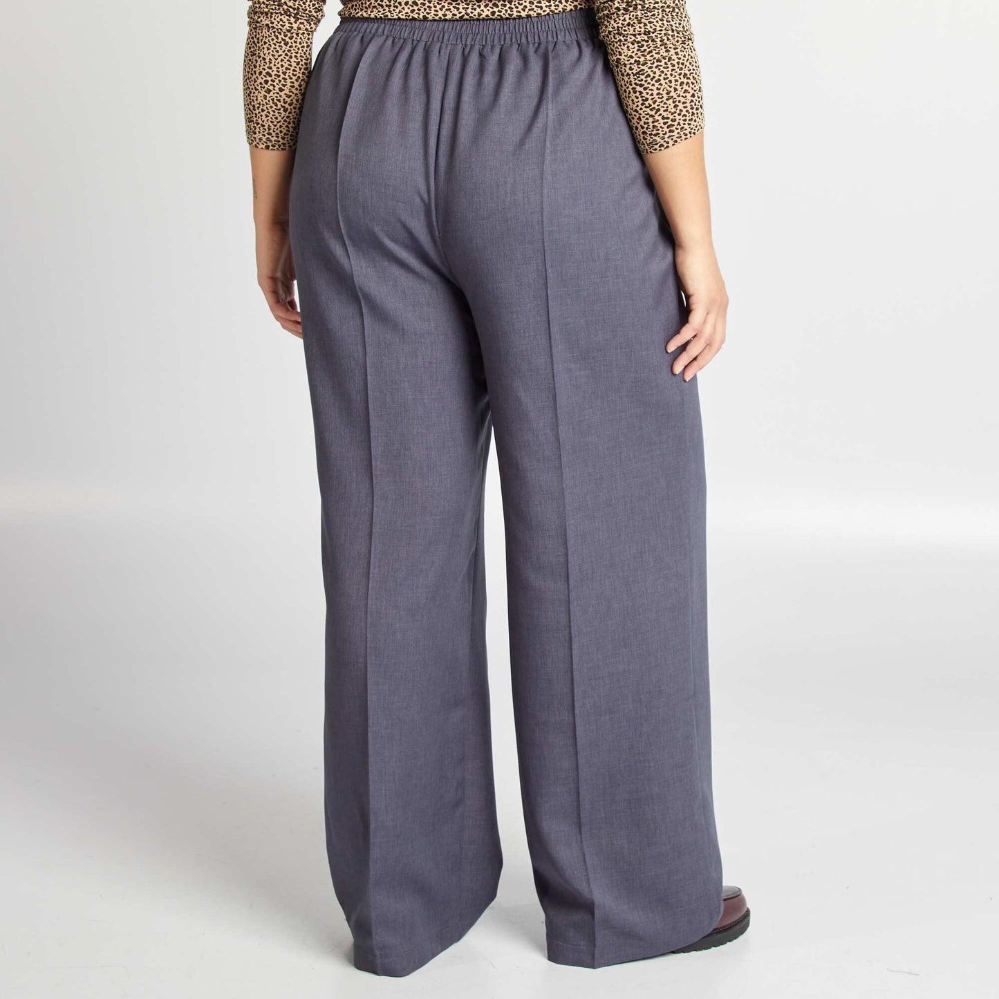 Wide-leg trousers with elasticated waist BLUE