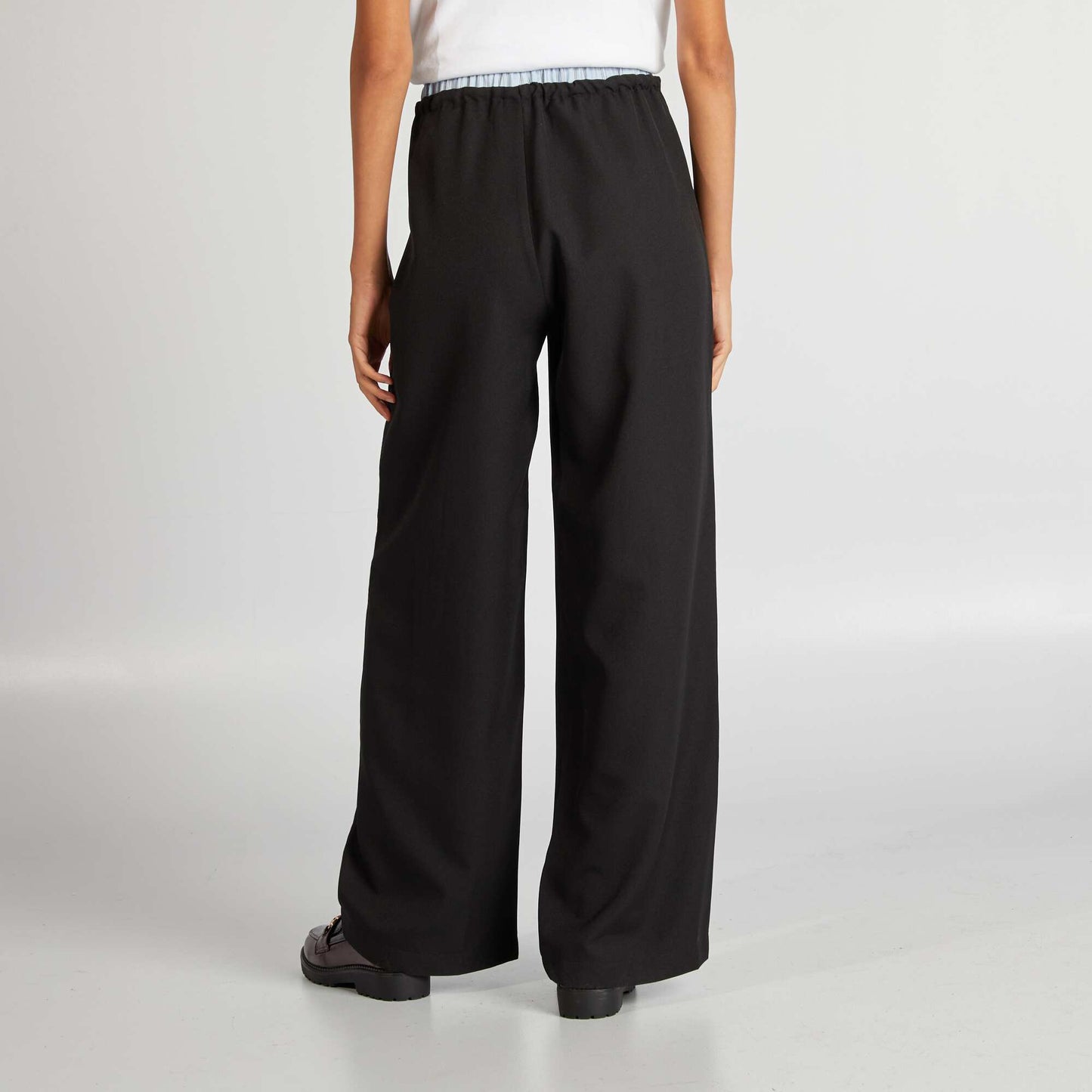 Wide-leg trousers with visible boxer waistband effect black