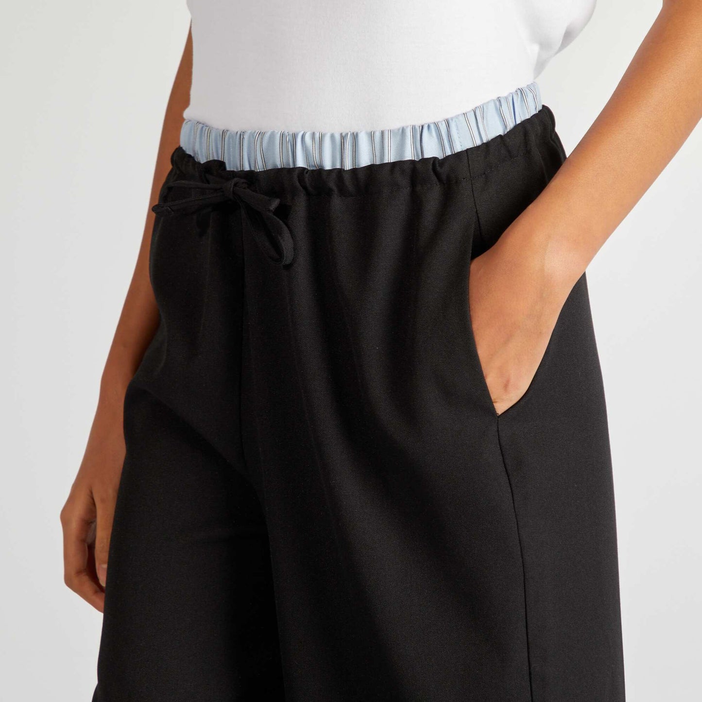 Wide-leg trousers with visible boxer waistband effect black