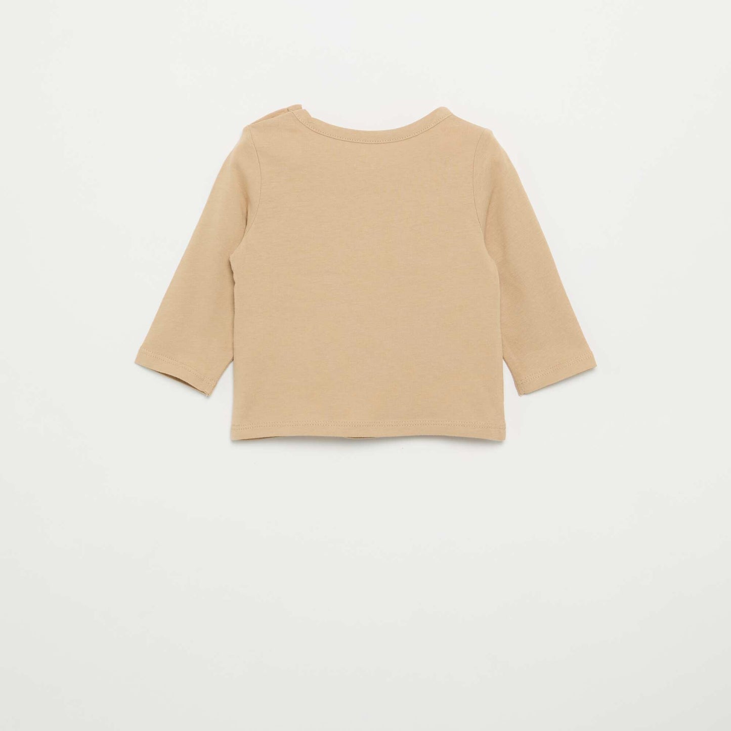 Printed long-sleeved T-shirt BEIGE