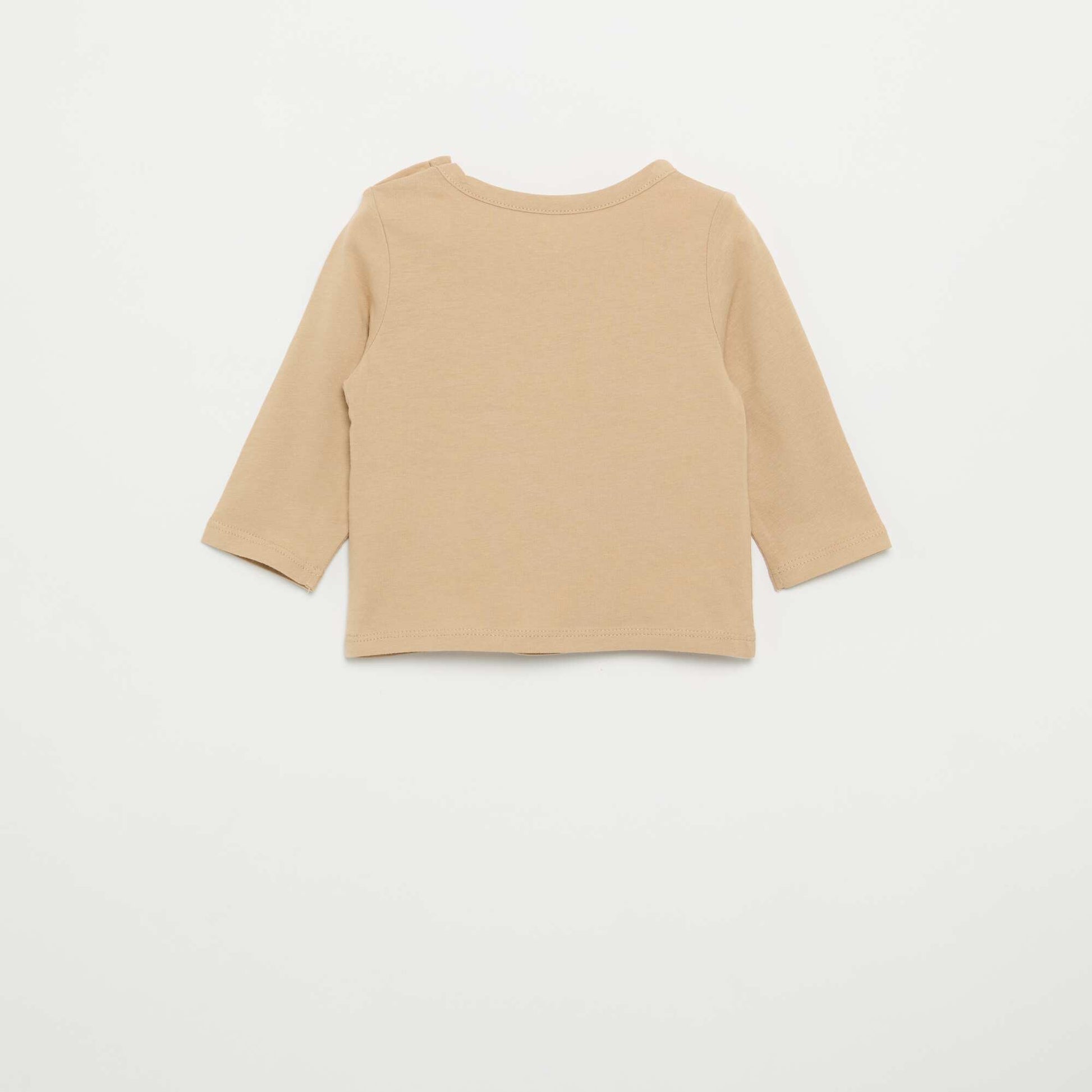 Printed long-sleeved T-shirt BEIGE